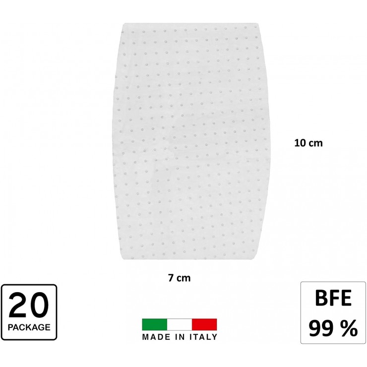 RONCATO Kit 20 Filtri Mascherina con Test Bfe 99% Unisex – Adulto, Bianco, M